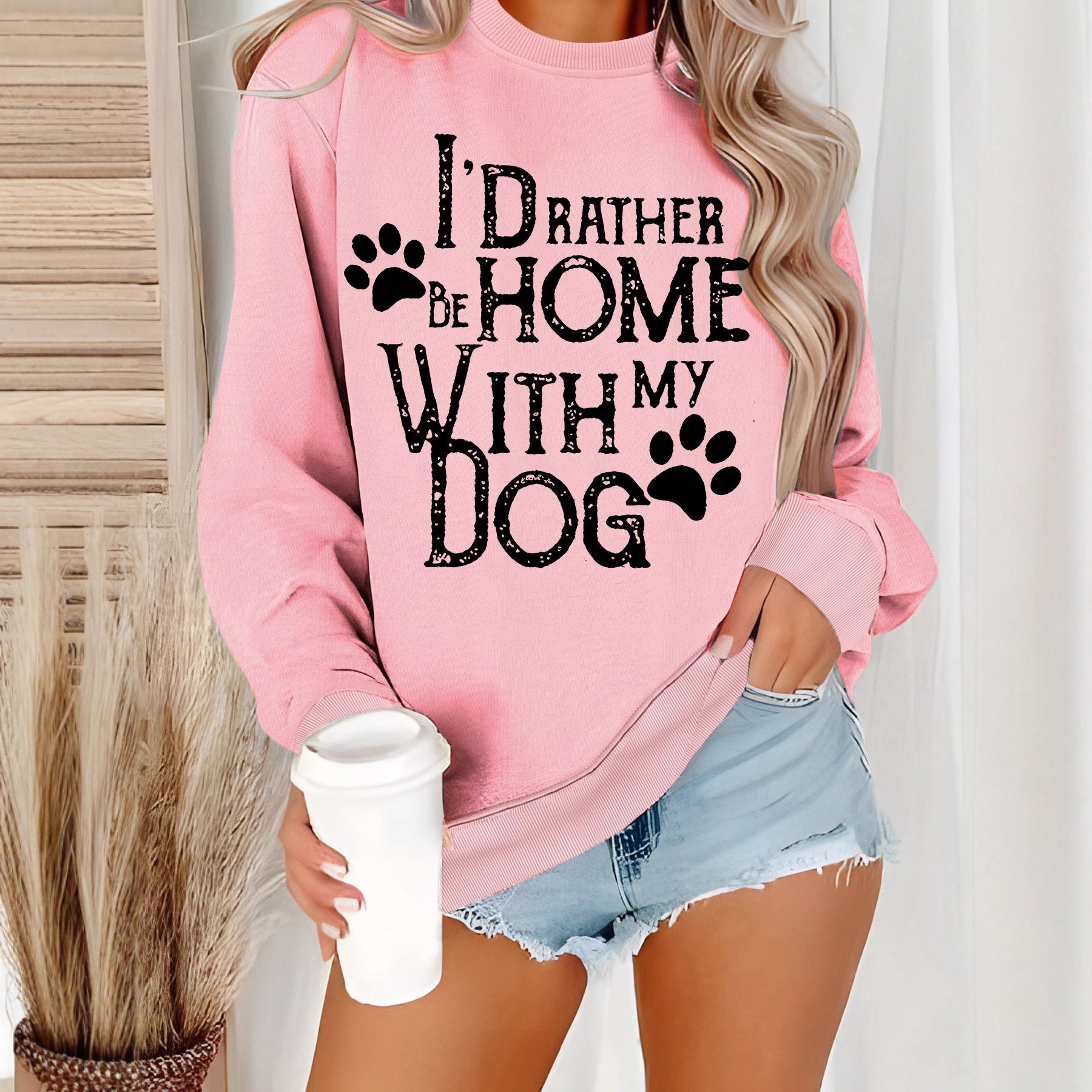 Hoodie with dog pattern print