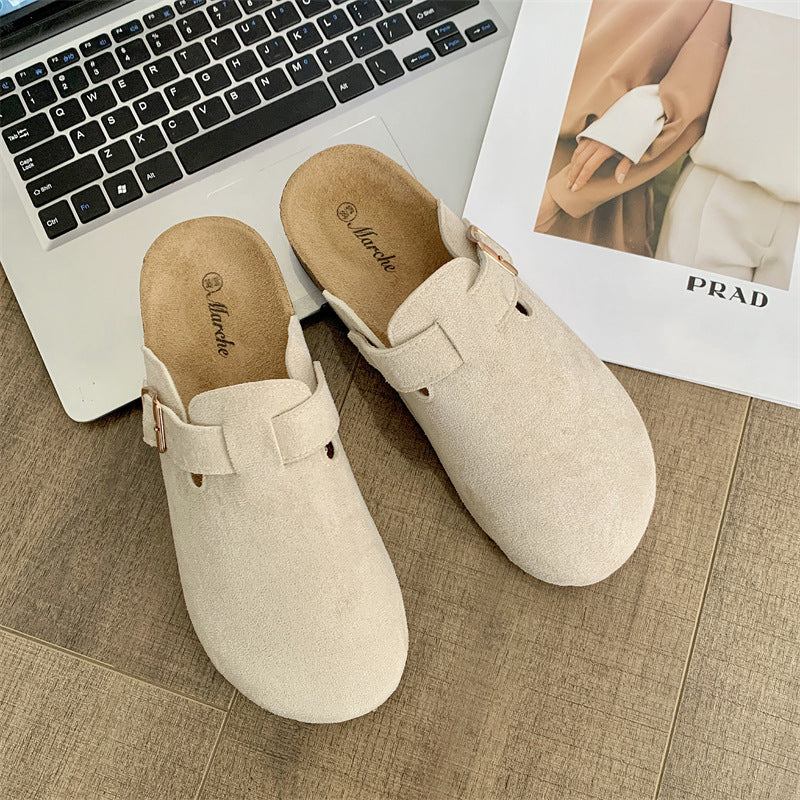 Thick-soled Half-drag Retro Unique Lazy Outdoor Unisex Slip-on Closed-toe Sandals