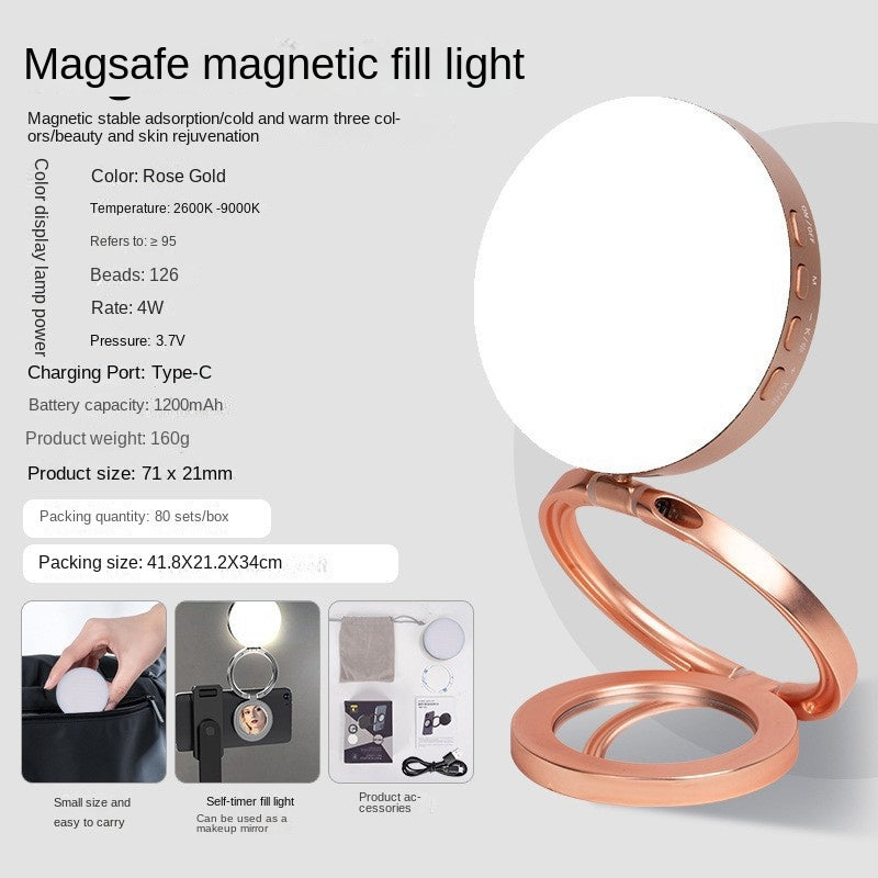New YSH-126 LED Magnetic Phone Fill Light Photography Lamp Desktop Video Conference Live Pocket Light Mirror