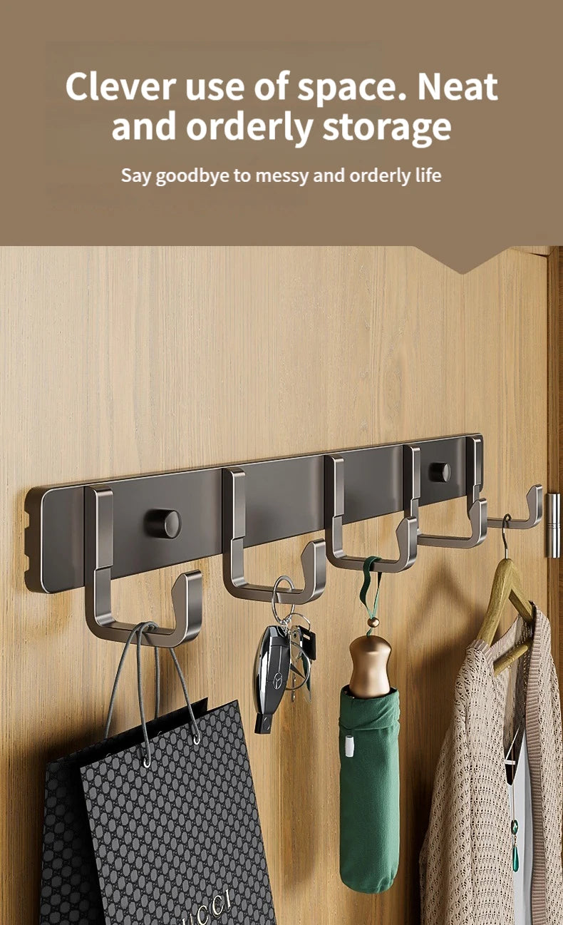 Hooks for hanging clothes at the entrance door, hanging hangers on the wall, and strong hooks for the wardrobe in th