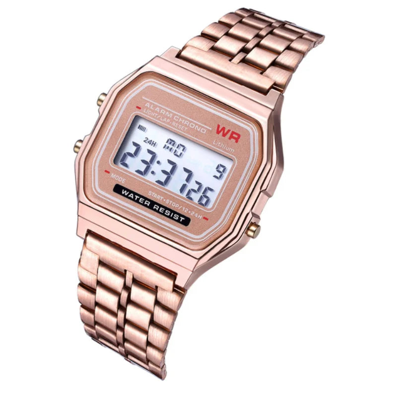F91W Multi-Functional LED Digital Sports Watch Unisex Steel Band Business Clock with Alarm Week Display And Back Light