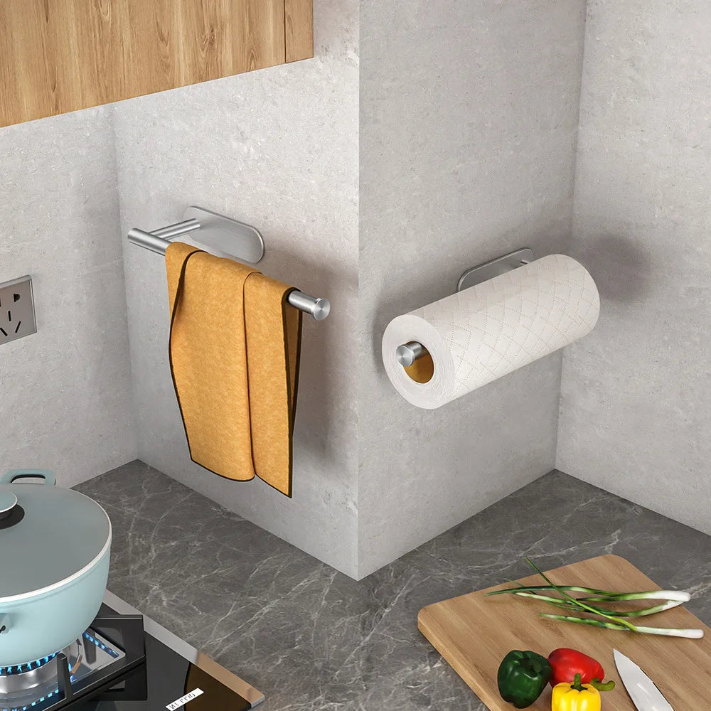 Kitchen Paper Towel Holder Adhesive Tissue Hanger Toilet Roll Paper Dispenser Cabinet.