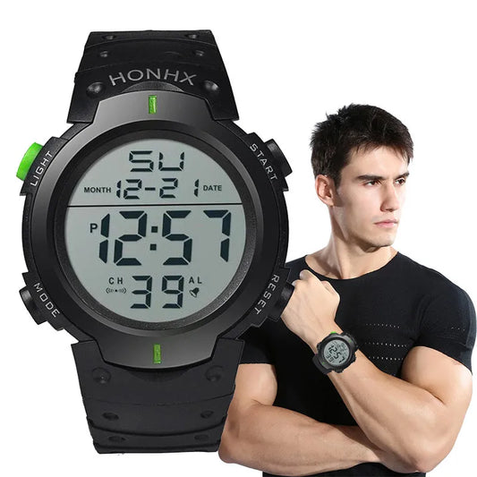 Montre de sport LED pour homme, marque de référence, montre numérique multifonctionnelle en caoutchouc pour homme, idéale pour les sportifs et les athlètes.