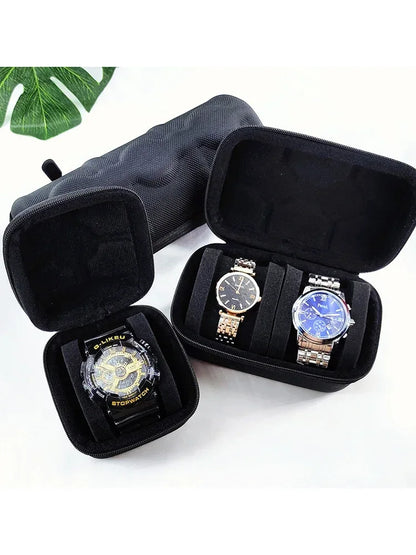 1pc 2 Card Position Hard Shell Watch Storage Box, Travel Storage Bag, Hard Shell, Portable Anti-pressure, Ideal choice for Gifts