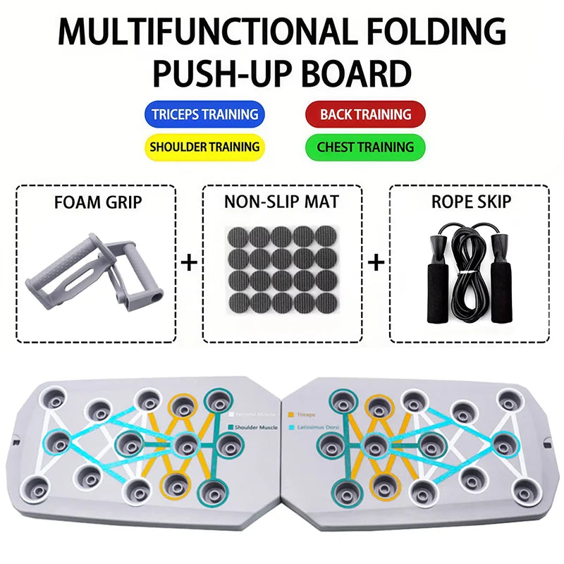 Ensemble de planche de push-up portable, barre multifonctionnelle, équipement de fitness pliable, entraînement de la poitrine, de l'abdomen, des bras et du dos