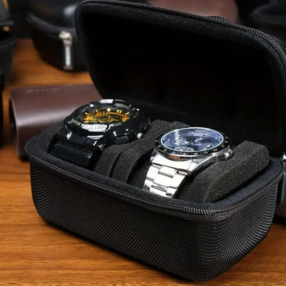 1pc 2 Card Position Hard Shell Watch Storage Box, Travel Storage Bag, Hard Shell, Portable Anti-pressure, Ideal choice for Gifts