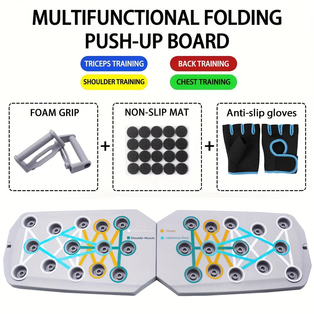 Ensemble de planche de push-up portable, barre multifonctionnelle, équipement de fitness pliable, entraînement de la poitrine, de l'abdomen, des bras et du dos