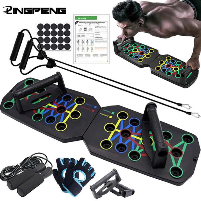 Ensemble de planche de push-up portable, barre multifonctionnelle, équipement de fitness pliable, entraînement de la poitrine, de l'abdomen, des bras et du dos