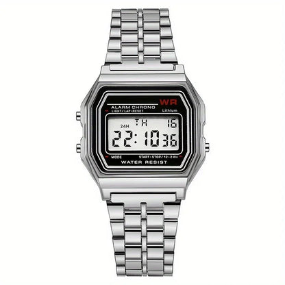 F91W Multi-Functional LED Digital Sports Watch Unisex Steel Band Business Clock with Alarm Week Display And Back Light