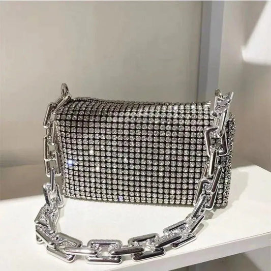Allover Rhinestone Bucket Bag, Glitter Chain Prom Purse, Women's Mini Crossbody Bag (6.3*3.54) Inch - 𝐝𝐮𝐯𝐥𝐚𝐬𝐡𝐨𝐩.𝐜𝐨𝐦