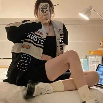 American style detachable motorcycle jacket couple retro hip - hop loose versatile couple baseball jacket new style jacket - 𝐃𝐔𝐕𝐋𝐀𝐒𝐇𝐎𝐏