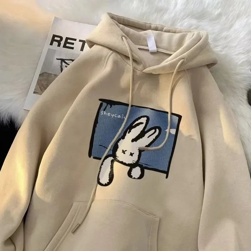 American Style Oversize Hoodie Women's Thickened Fleece Loose Autumn Winter Overhead Jacket Female Fashion Brand Clothing - 𝐃𝐔𝐕𝐋𝐀𝐒𝐇𝐎𝐏