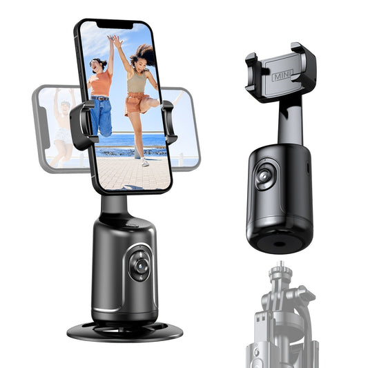 Auto Face Tracking Tripod, No App Required, 360° Rotation Face Body Phone Mount Smart Shooting Phone Tracking Holder for Vlog Live Streaming Video, Rechargeable Battery, Black - 𝐝𝐮𝐯𝐥𝐚𝐬𝐡𝐨𝐩.𝐜𝐨𝐦