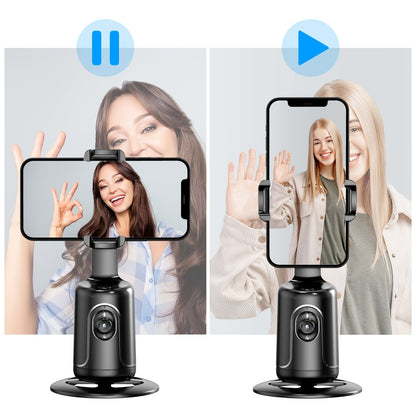 Auto Face Tracking Tripod, No App Required, 360° Rotation Face Body Phone Mount Smart Shooting Phone Tracking Holder for Vlog Live Streaming Video, Rechargeable Battery, Black - 𝐝𝐮𝐯𝐥𝐚𝐬𝐡𝐨𝐩.𝐜𝐨𝐦