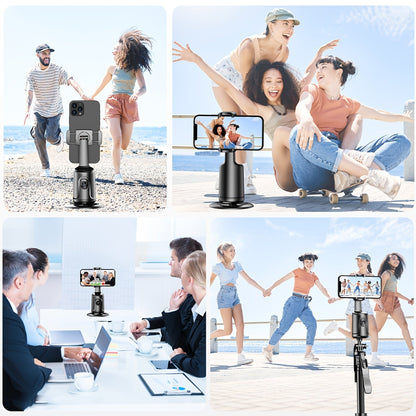 Auto Face Tracking Tripod, No App Required, 360° Rotation Face Body Phone Mount Smart Shooting Phone Tracking Holder for Vlog Live Streaming Video, Rechargeable Battery, Black - 𝐝𝐮𝐯𝐥𝐚𝐬𝐡𝐨𝐩.𝐜𝐨𝐦