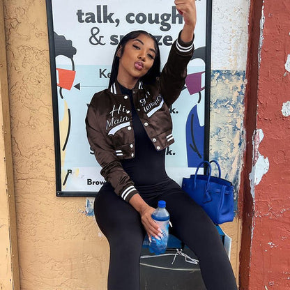 Autumn Women's New Sexy Embroidery Open Umbilical Loose Short Jacket Coat - 𝐃𝐔𝐕𝐋𝐀𝐒𝐇𝐎𝐏