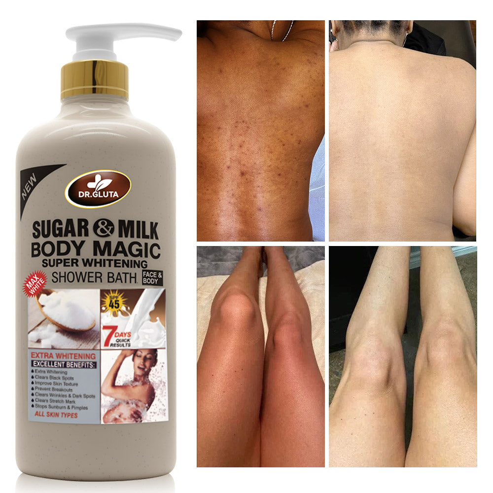 Gel douche Sugar&amp; Milk pour whitening, anti-âge, exfoliation, soin de la peau, bain nettoyant, hydratant.