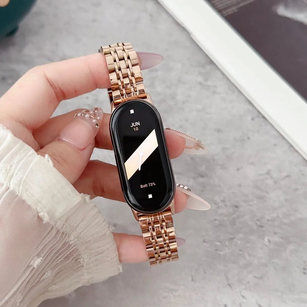 Band Strap for Smart Mi Band 8/9/10 Bracelet with Link Removal tool Metal Wristband for Xiaomi Mi Band 8 Watchband for Men Women - 𝐃𝐔𝐕𝐋𝐀𝐒𝐇𝐎𝐏