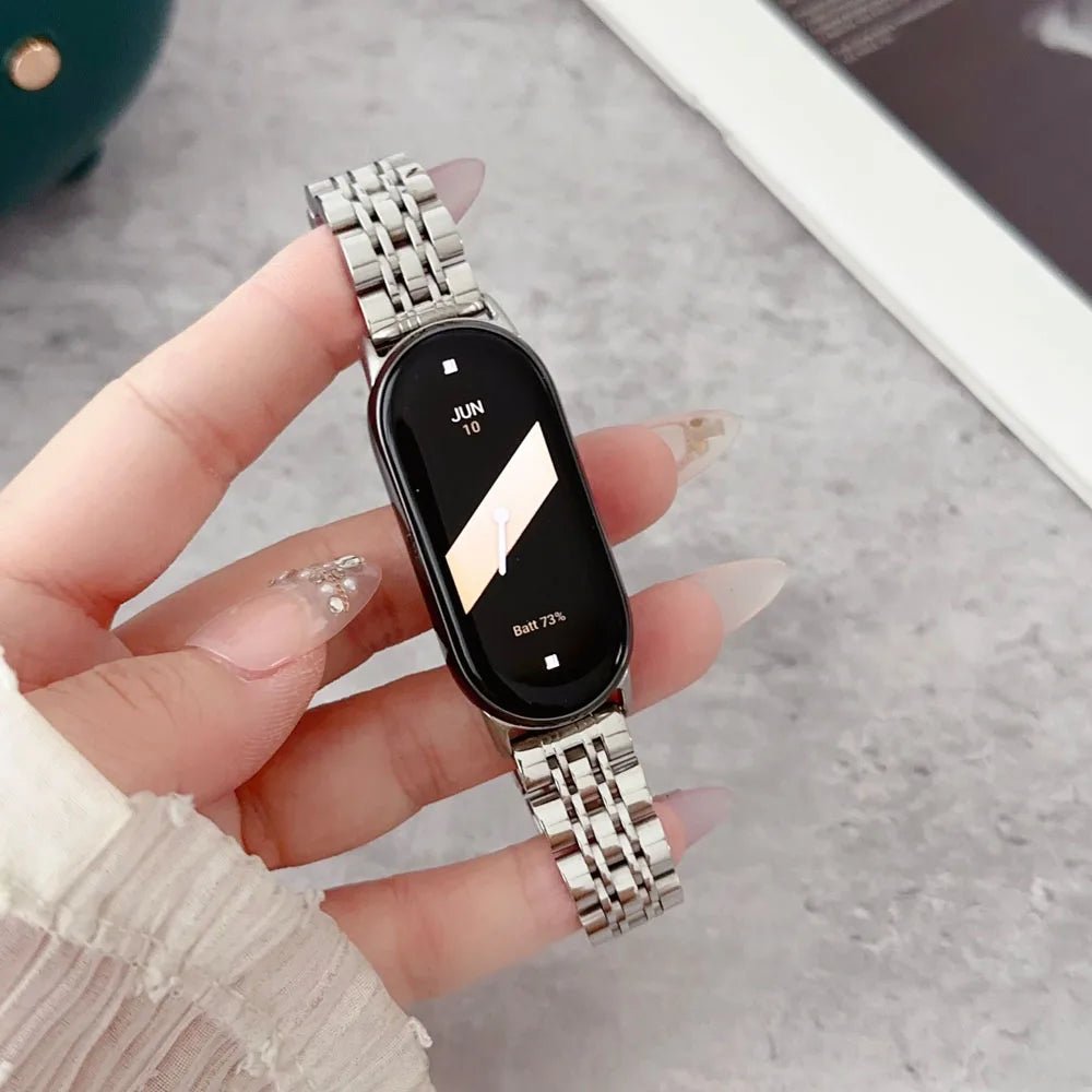 Band Strap for Smart Mi Band 8/9/10 Bracelet with Link Removal tool Metal Wristband for Xiaomi Mi Band 8 Watchband for Men Women - 𝐃𝐔𝐕𝐋𝐀𝐒𝐇𝐎𝐏