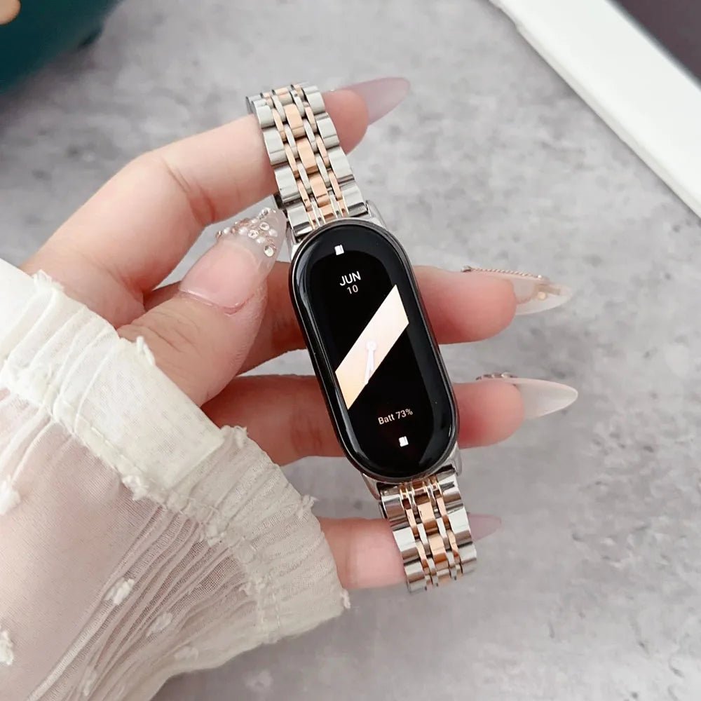 Band Strap for Smart Mi Band 8/9/10 Bracelet with Link Removal tool Metal Wristband for Xiaomi Mi Band 8 Watchband for Men Women - 𝐃𝐔𝐕𝐋𝐀𝐒𝐇𝐎𝐏