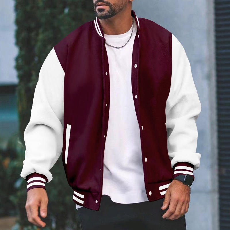 Baseball Jacket Men's Flight Jacket Spring and Autumn Fleece Classic Loose Casual Knit Stand Collar Button Baseball - 𝐝𝐮𝐯𝐥𝐚𝐬𝐡𝐨𝐩.𝐜𝐨𝐦