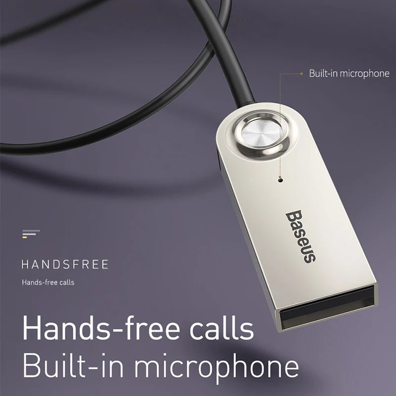 Baseus Bluetooth Transmitter Wireless Bluetooth Receiver 5.0 Car AUX 3.5mm Bluetooth Adapter Audio Cable For Speaker Headphones - 𝐃𝐔𝐕𝐋𝐀𝐒𝐇𝐎𝐏