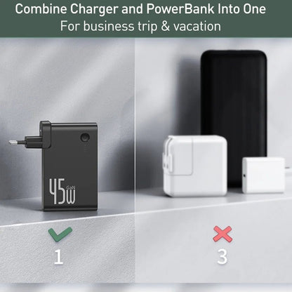 Baseus GaN Power Bank Charger 10000mAh 45W USB C PD Fast Charging 2 in 1 Charger & Battery as One ForiP 11 Pro Laptop ForXiaomi - 𝐃𝐔𝐕𝐋𝐀𝐒𝐇𝐎𝐏