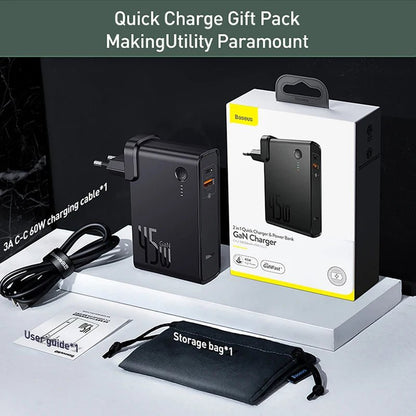 Baseus GaN Power Bank Charger 10000mAh 45W USB C PD Fast Charging 2 in 1 Charger & Battery as One ForiP 11 Pro Laptop ForXiaomi - 𝐃𝐔𝐕𝐋𝐀𝐒𝐇𝐎𝐏