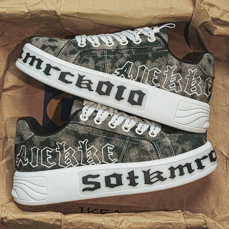 Board shoes men's thick soled white shoes fashion trend shoes camouflage Korean version low cut men's shoes youth sports and leisure shoes trend - 𝐝𝐮𝐯𝐥𝐚𝐬𝐡𝐨𝐩.𝐜𝐨𝐦