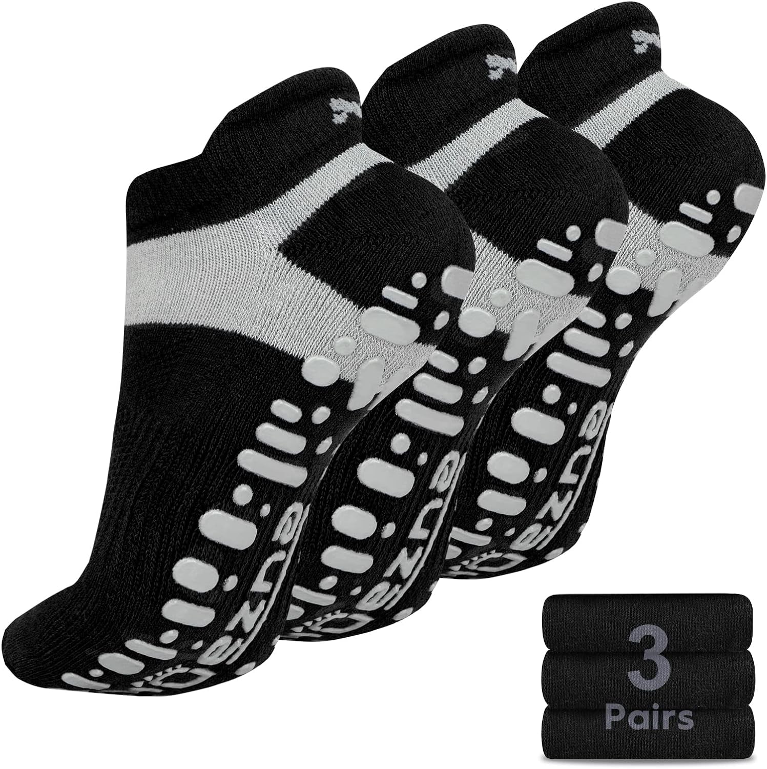 Non Slip Yoga Socks for Women, Anti-Skid Pilates, Barre, Hospital Socks with Grips, Size 5-10