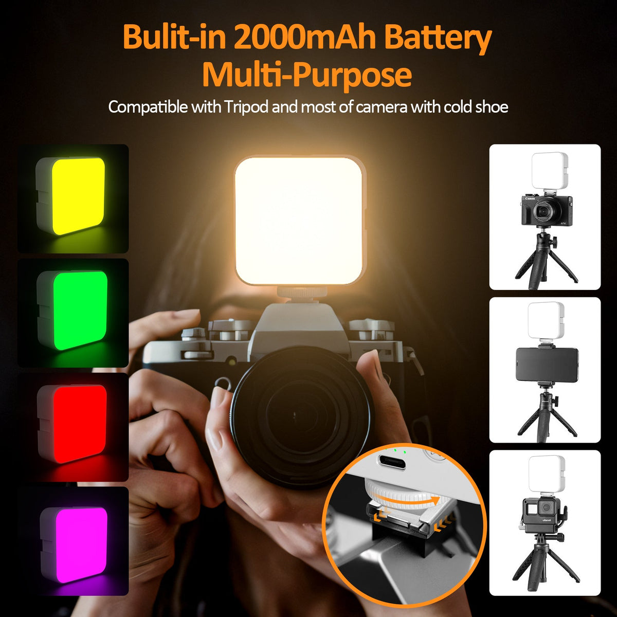 Camera pocket light atmosphere mini RGB mobile phone fill light live VLOG video conference photography light - 𝐝𝐮𝐯𝐥𝐚𝐬𝐡𝐨𝐩.𝐜𝐨𝐦