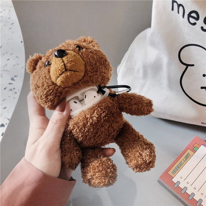 Cartoon Plush Teddy Bear Protector For Airpods 1/2 3 Pro Plush Bear Protector Wireless Bluetooth Headset Storage Box - 𝐃𝐔𝐕𝐋𝐀𝐒𝐇𝐎𝐏