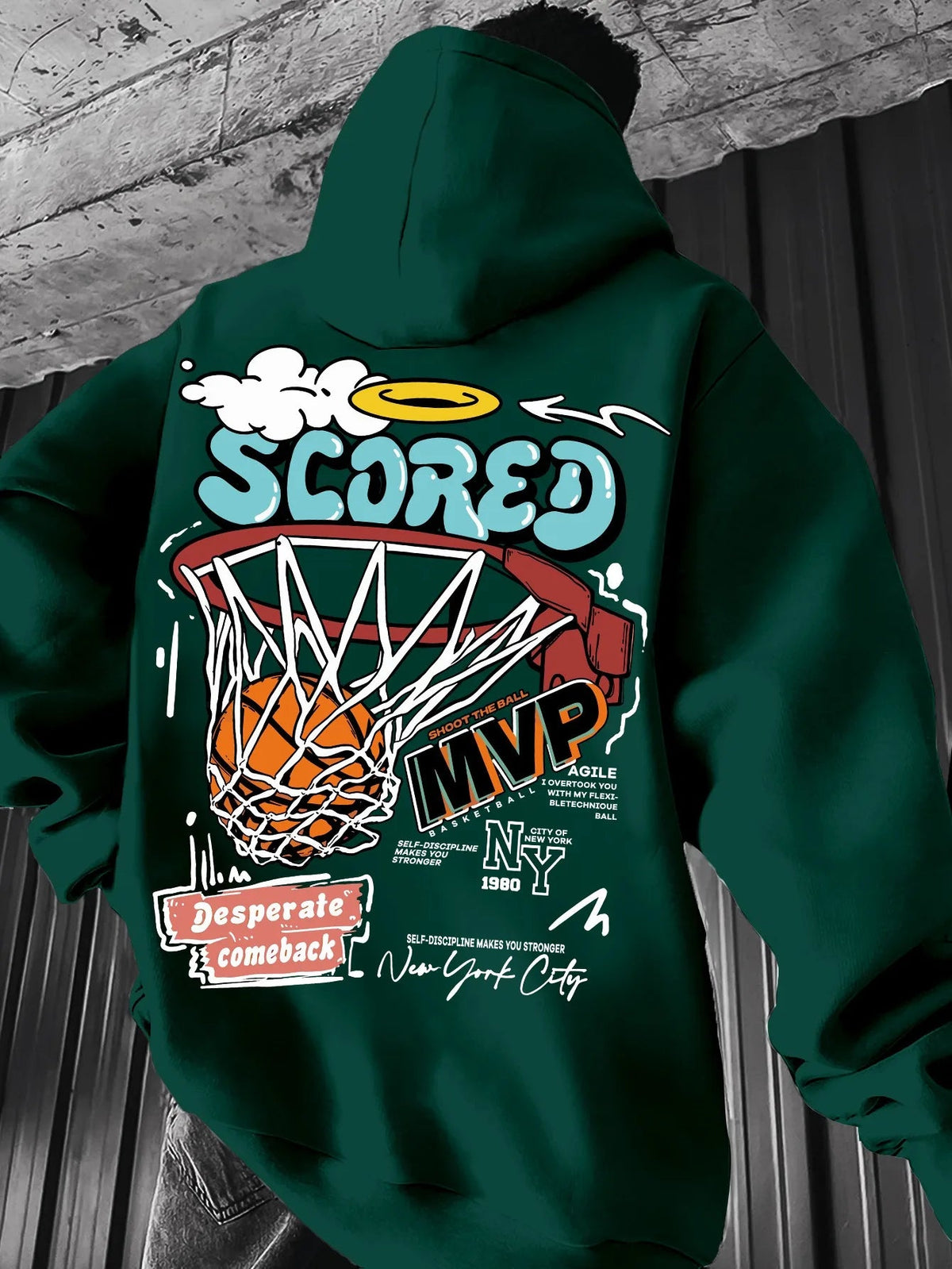 Casual MVP Basketball Graphic Hoodie for Men - Knitted Fabric Regular Fit with Slight Stretch - 𝐃𝐔𝐕𝐋𝐀𝐒𝐇𝐎𝐏