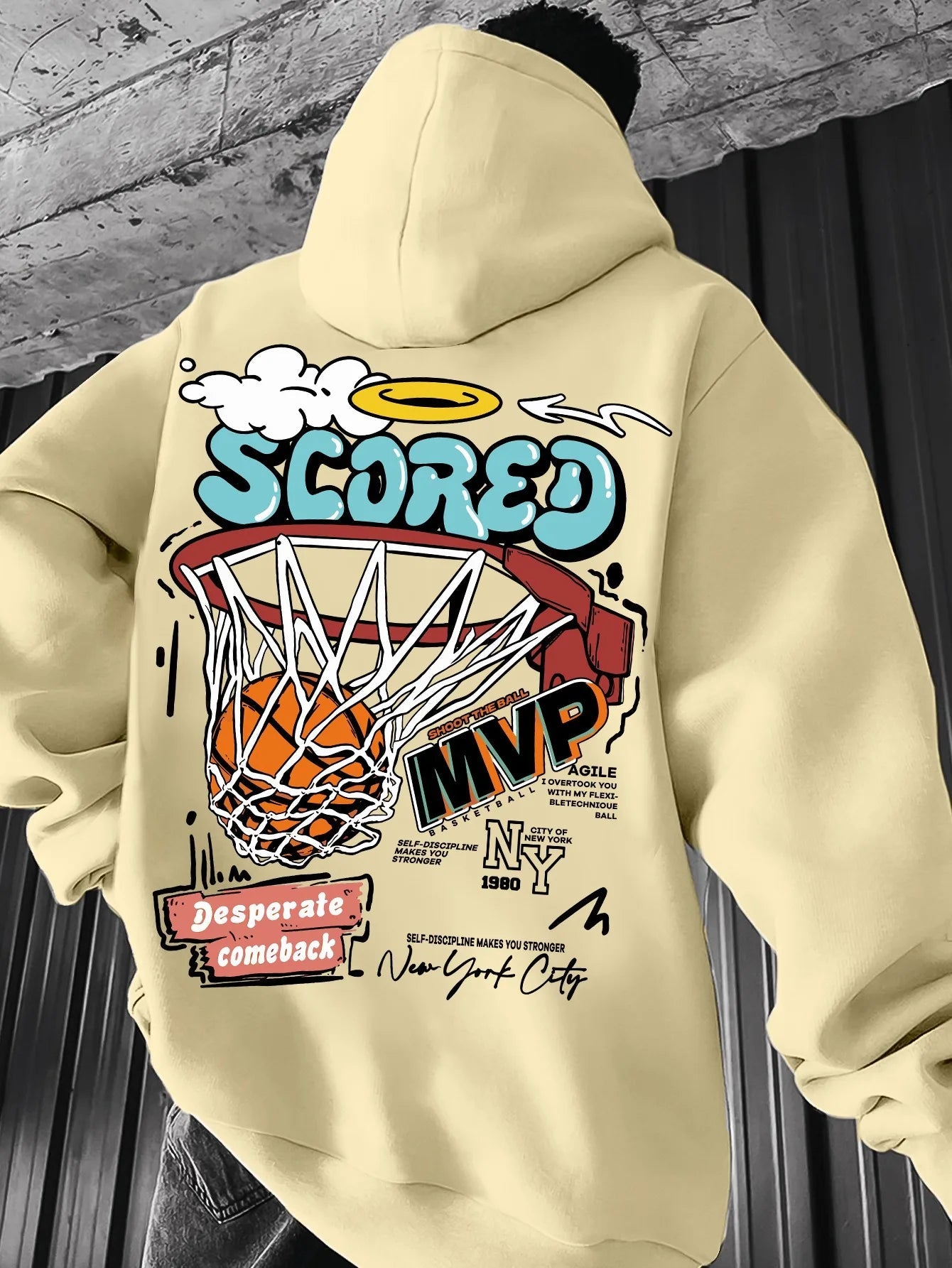 Casual MVP Basketball Graphic Hoodie for Men - Knitted Fabric Regular Fit with Slight Stretch - 𝐃𝐔𝐕𝐋𝐀𝐒𝐇𝐎𝐏