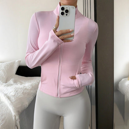 Casual yoga solid color long sleeved top jacket - 𝐃𝐔𝐕𝐋𝐀𝐒𝐇𝐎𝐏