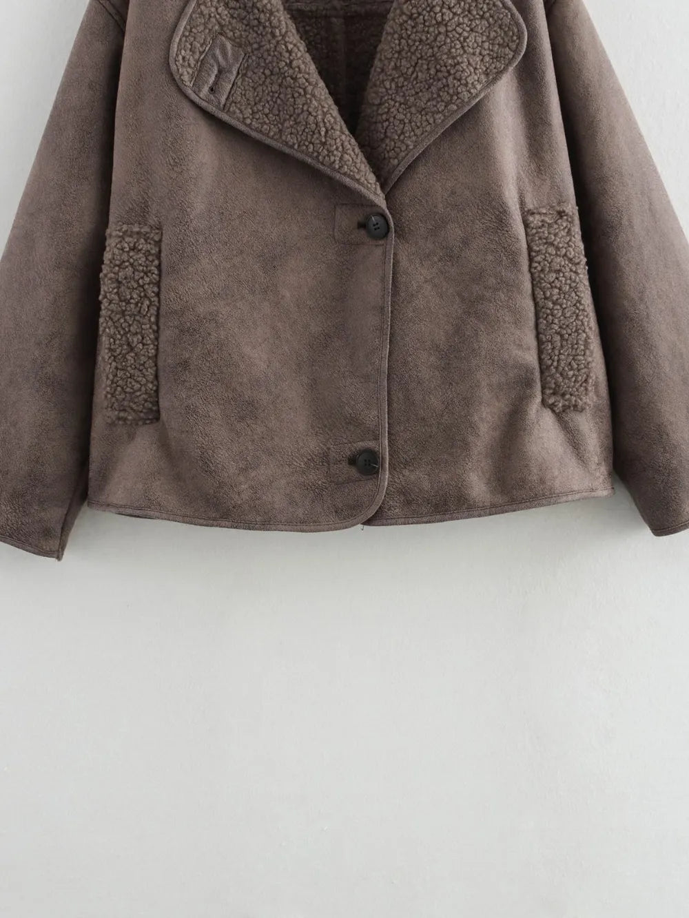 Collared Neck Long Sleeve Plush Jacket - 𝐝𝐮𝐯𝐥𝐚𝐬𝐡𝐨𝐩.𝐜𝐨𝐦