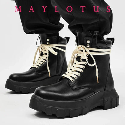 Cross Strap High - Top Boots for Men Side Zippers Outdoor Booties Male Shoes Unisex Luxury Handmade Novelty Shoes New in Boots s - 𝐃𝐔𝐕𝐋𝐀𝐒𝐇𝐎𝐏