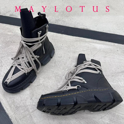 Cross Strap High - Top Boots for Men Side Zippers Outdoor Booties Male Shoes Unisex Luxury Handmade Novelty Shoes New in Boots s - 𝐃𝐔𝐕𝐋𝐀𝐒𝐇𝐎𝐏
