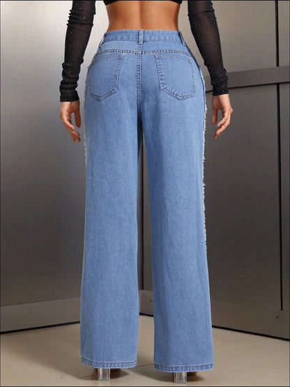 Distressed Wide Leg Jeans - 𝐝𝐮𝐯𝐥𝐚𝐬𝐡𝐨𝐩.𝐜𝐨𝐦