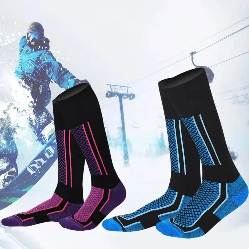DIZETION 1 Pair Winter Warm Thickening Ski Stockings Hiking Socks For Women Men Children Outdoor Anti - Cold High Sports Stockings - 𝐃𝐔𝐕𝐋𝐀𝐒𝐇𝐎𝐏