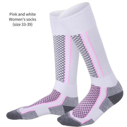 DIZETION 1 Pair Winter Warm Thickening Ski Stockings Hiking Socks For Women Men Children Outdoor Anti - Cold High Sports Stockings - 𝐃𝐔𝐕𝐋𝐀𝐒𝐇𝐎𝐏