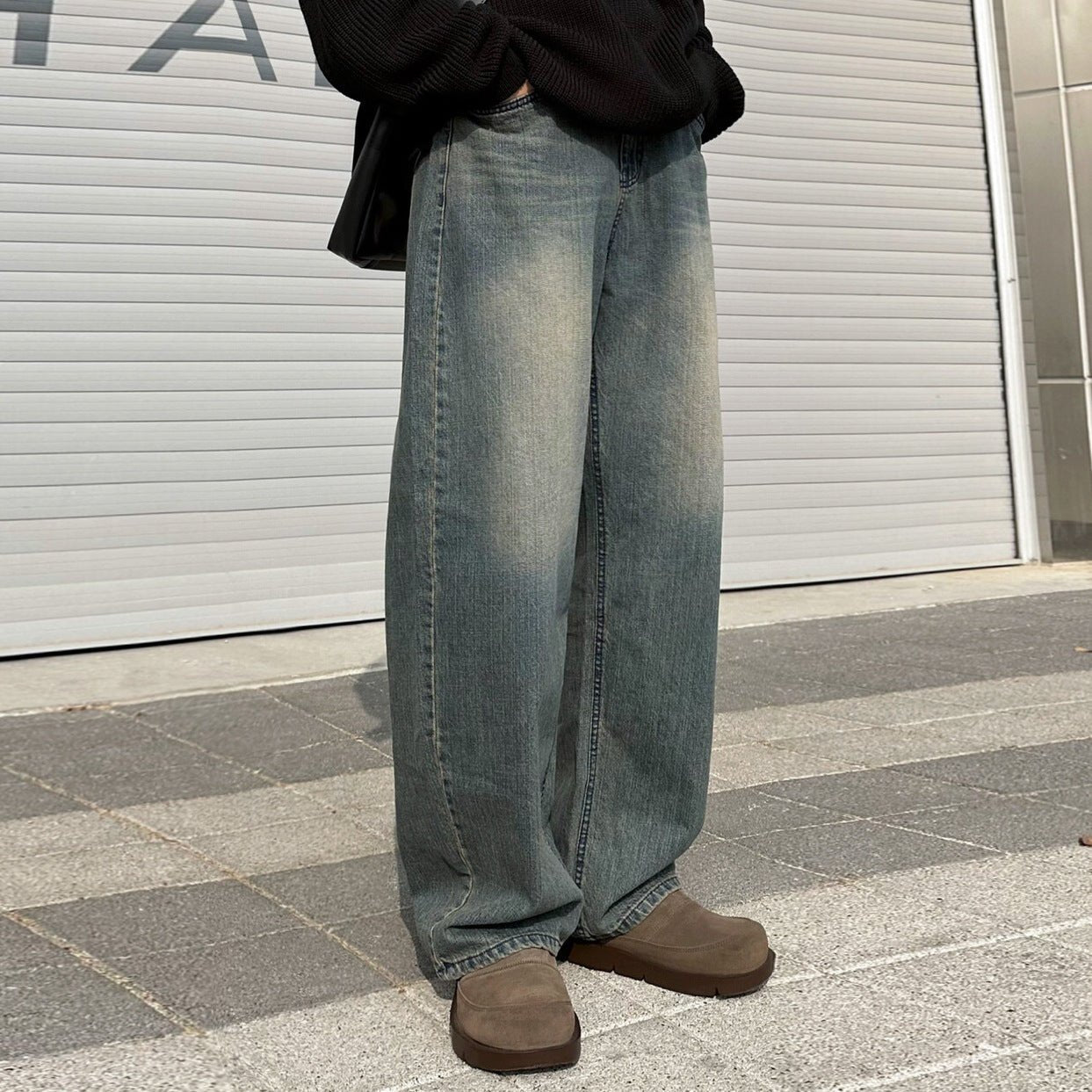 Drape Straight Leg Jeans Men Autumn Winter Loose Casual Wide Leg Pants Vintage Style Pants - 𝐝𝐮𝐯𝐥𝐚𝐬𝐡𝐨𝐩.𝐜𝐨𝐦