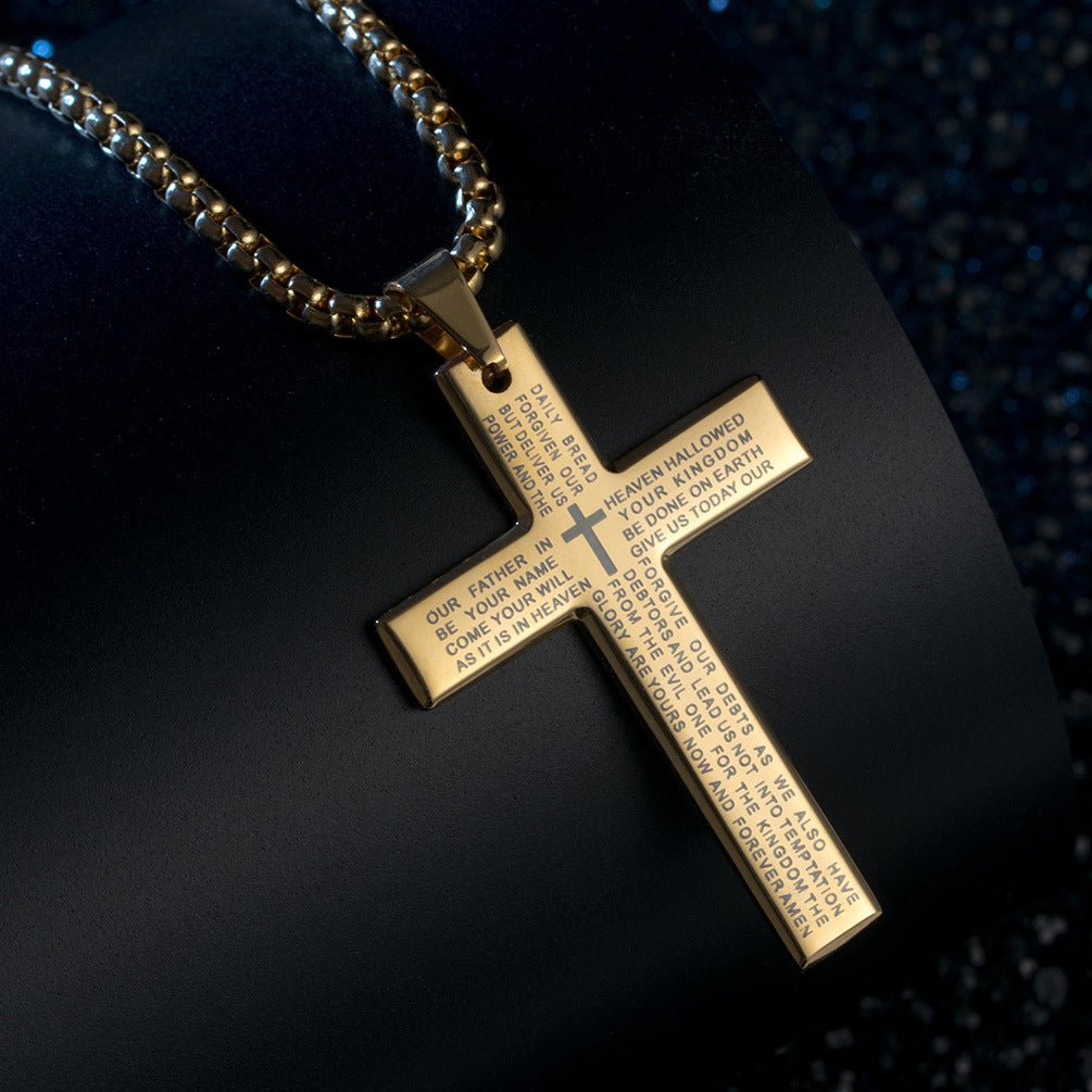 Easter Cross Verse Pendant Necklace Men's Trendy Women's Necklace For Men, father's day gift - 𝐃𝐔𝐕𝐋𝐀𝐒𝐇𝐎𝐏