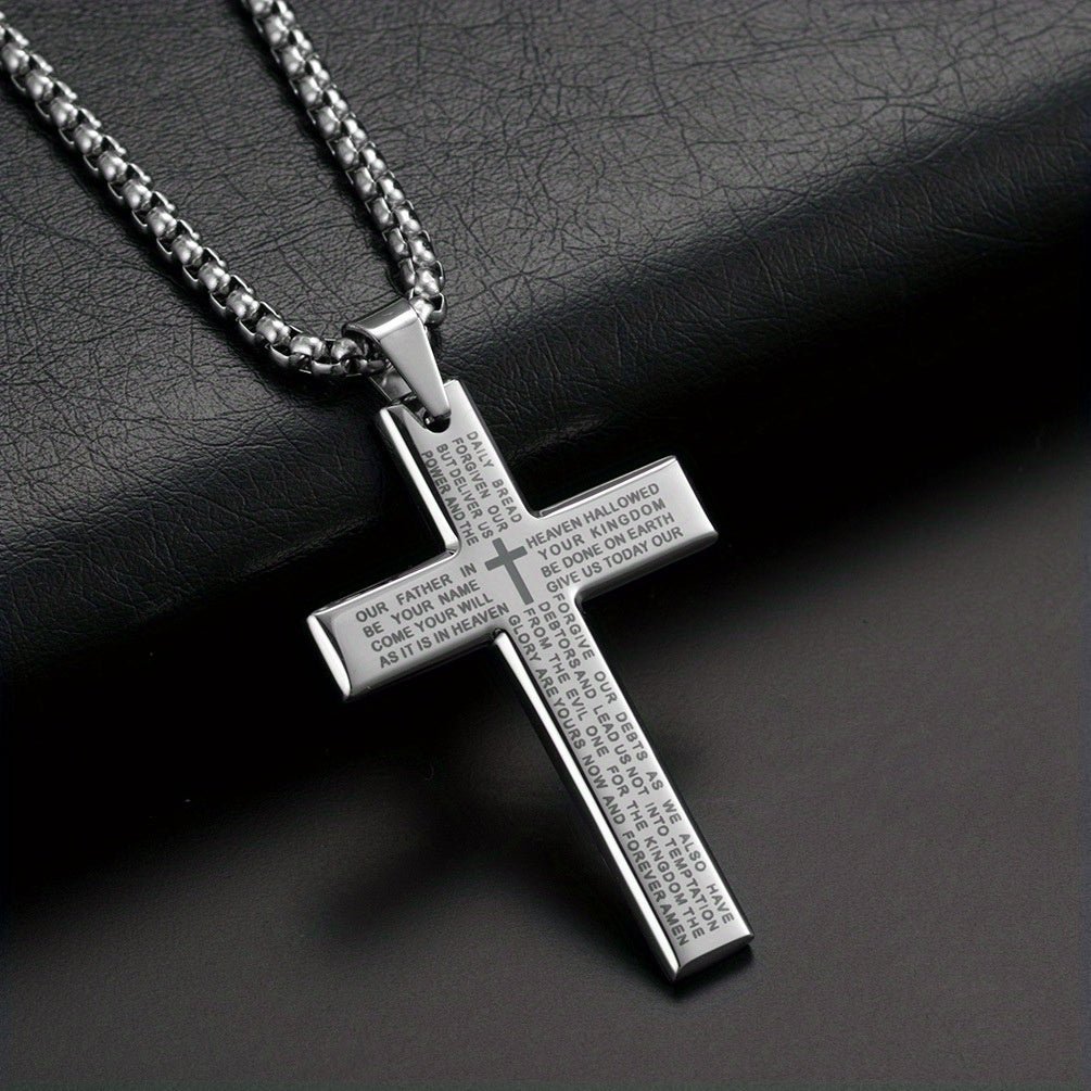 Easter Cross Verse Pendant Necklace Men's Trendy Women's Necklace For Men, father's day gift - 𝐃𝐔𝐕𝐋𝐀𝐒𝐇𝐎𝐏