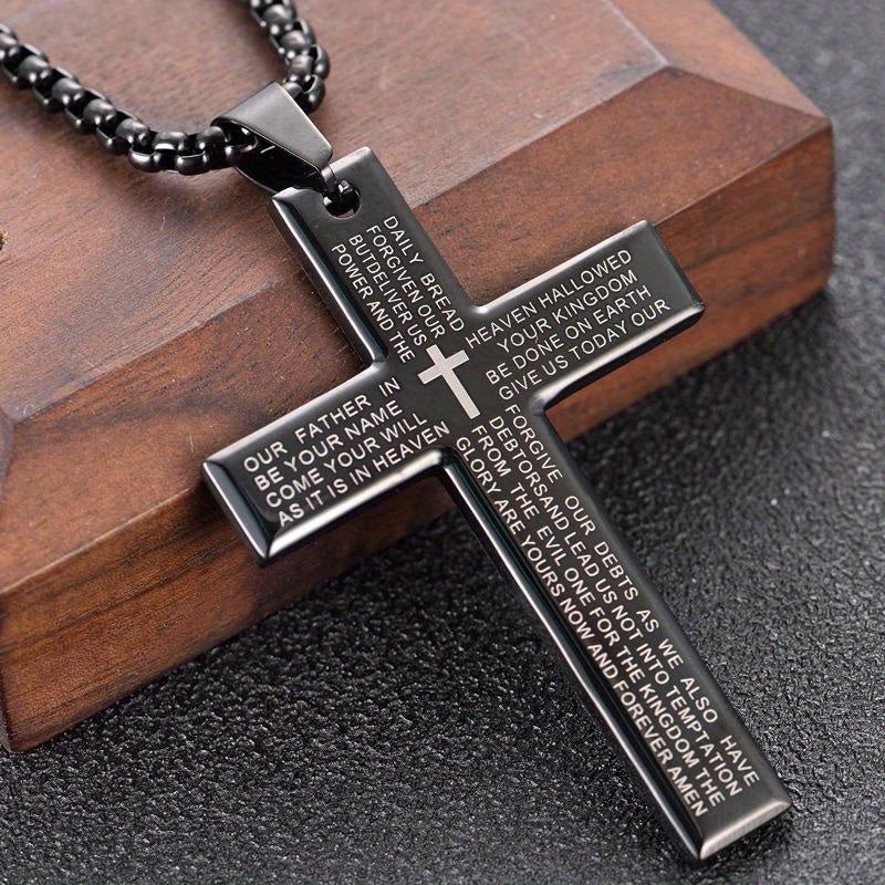 Easter Cross Verse Pendant Necklace Men's Trendy Women's Necklace For Men, father's day gift - 𝐃𝐔𝐕𝐋𝐀𝐒𝐇𝐎𝐏