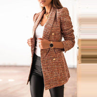 Elegant Fitted Long Sleeve Blazer Jacket for Women with Turn - Down Collar and Floral Pattern, Short Style - 𝐃𝐔𝐕𝐋𝐀𝐒𝐇𝐎𝐏