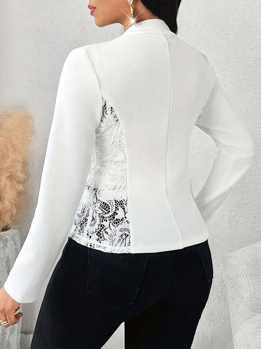 Elegant patchwork lace slim fit long sleeved cardigan suit for autumn - 𝐃𝐔𝐕𝐋𝐀𝐒𝐇𝐎𝐏