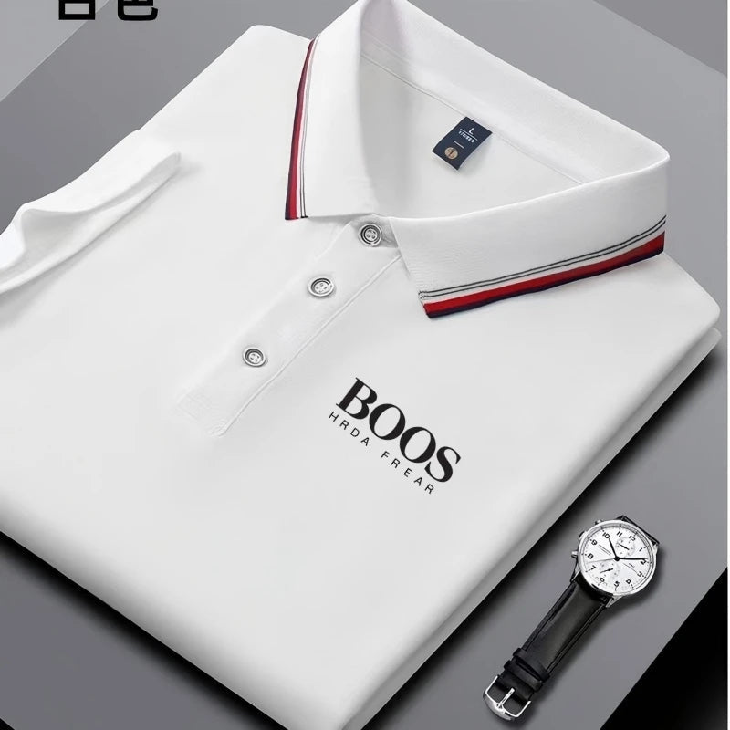 Embroidered New Men's Business Casual Short Sleeved Polo Shirt, Fashionable, Breathable, Comfortable and Versatile Top - 𝐃𝐔𝐕𝐋𝐀𝐒𝐇𝐎𝐏
