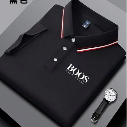 Embroidered New Men's Business Casual Short Sleeved Polo Shirt, Fashionable, Breathable, Comfortable and Versatile Top - 𝐃𝐔𝐕𝐋𝐀𝐒𝐇𝐎𝐏