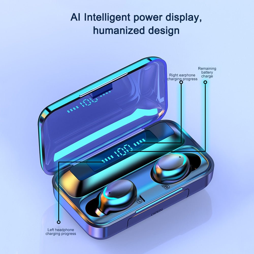 F9 - 5 TWS Wireless Bluetooth Earphone 5.0 Touch Earphones 9D Stereo Sport Music Waterproof LED Display Airbuds Headset With Mic - 𝐃𝐔𝐕𝐋𝐀𝐒𝐇𝐎𝐏